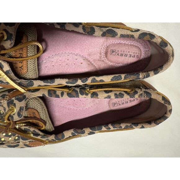 Sperry Top-Sider Leopard Print Boat Shoes Women's Size 9 Coastal Studded Loafers - Picture 2 of 8